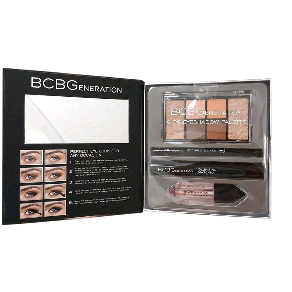 New TALC FREE 4 Pc Set BCBGeneration Natural Complete Eyes Liner Mascara Lip Set